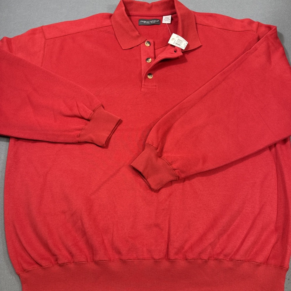 SHIRT GOLF POLO Page & Tuttle MEN XL 1/4 BUTTON POLO LONG SLEEVE NWT